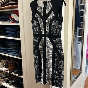 BCBG Dress, excellent condition, size 04, Black, White and Gray.